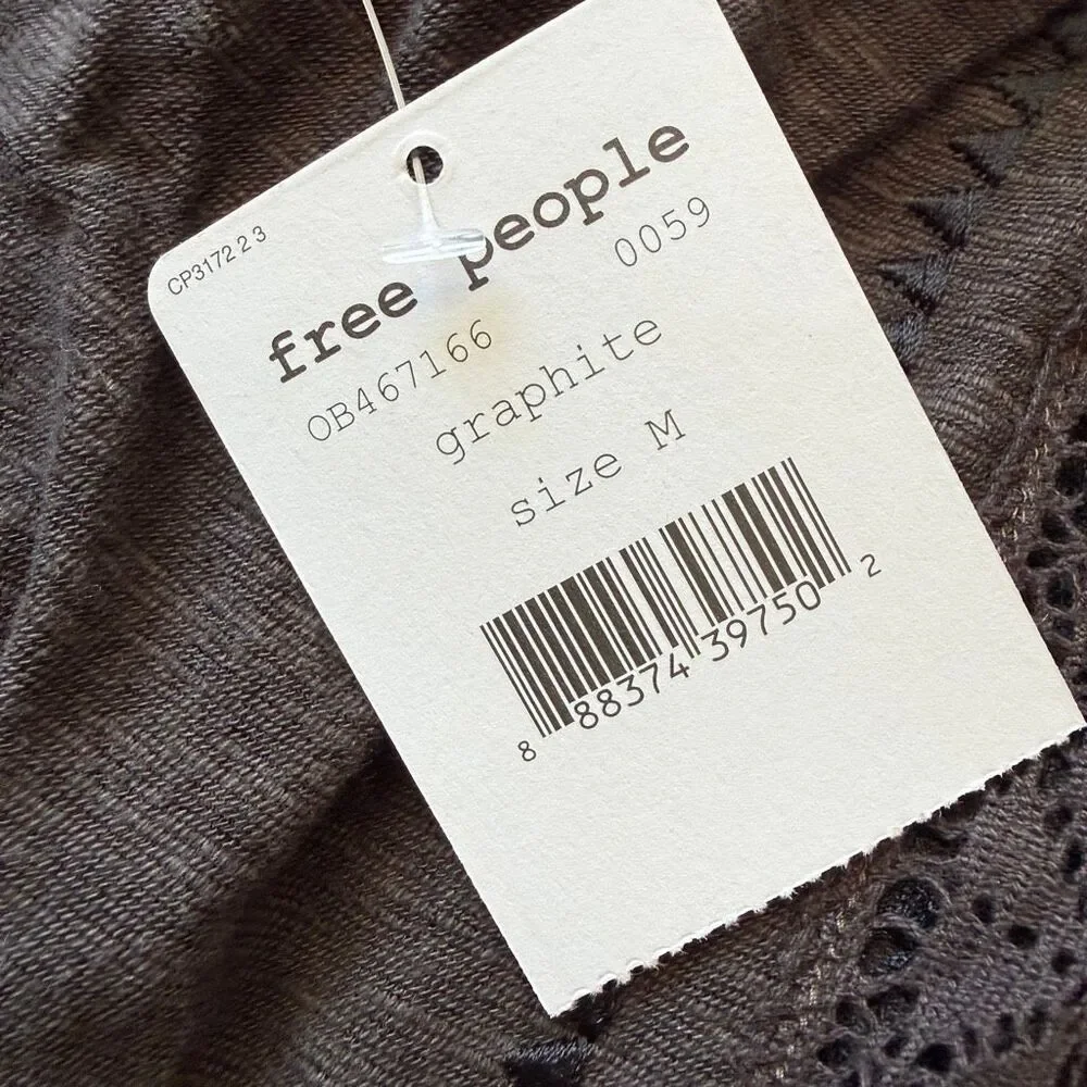 Free People Silverlake Boho Lace Up Blouse Medium NWT